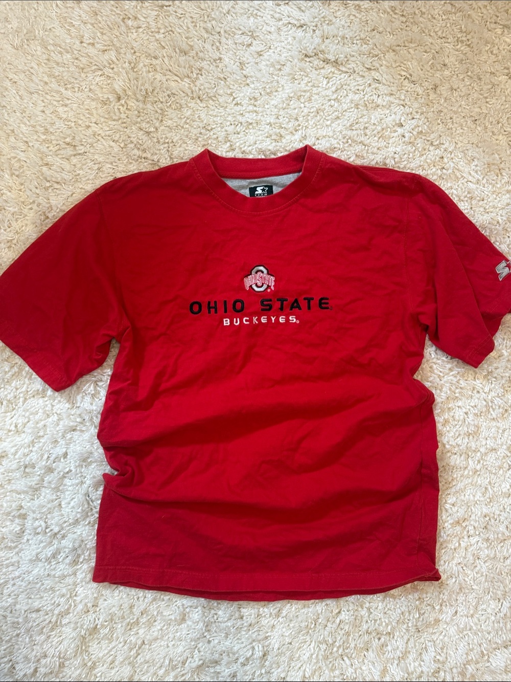 Vintage Team STARTER Red Ohio State Buckeyes Logo Tee